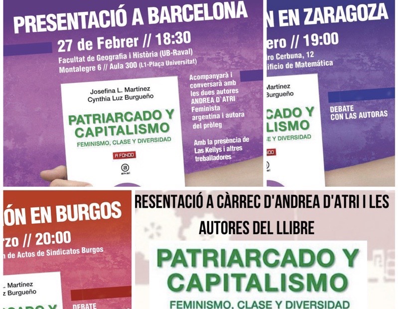 Presentacions del llibre “Patriarcado y Capitalismo' a Barcelona, Burgos, Saragossa i Madrid