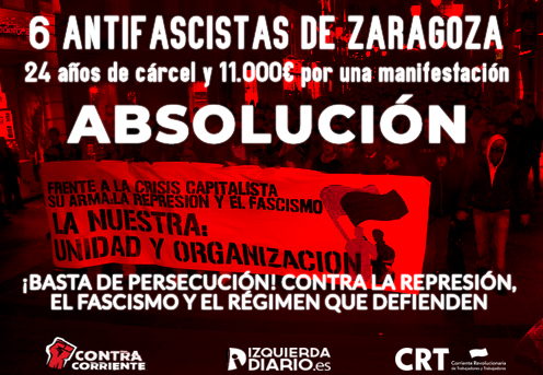 Peticions de 6 anys de presó i 11.000€ per a sis detinguts en una protesta antifeixista a Saragossa