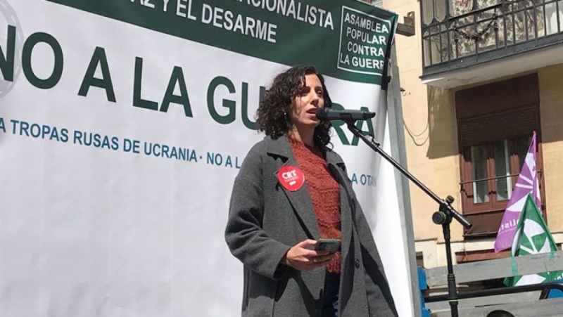 Lucía Nistal: “Des de l'Estat espanyol tenim l'obligació de denunciar la campanya de rearmament imperialista: Guerra a la guerra!