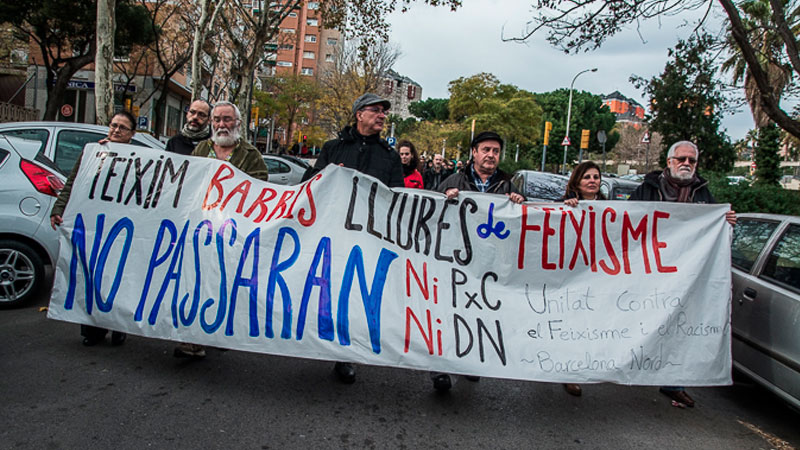 "Per uns barris lliures de feixisme" manifestació antifeixista a Barcelona