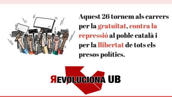 Aquest 26 lluitem contra la repressió, per la llibertat dels presos polítics i per la gratuïtat